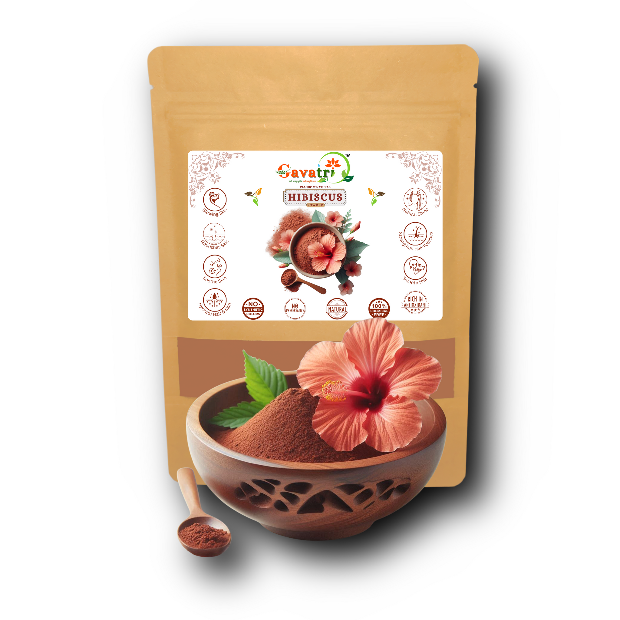 Gavatri Classic And Natural Hibiscus Flower Powder For Face, Skin & Hair Care